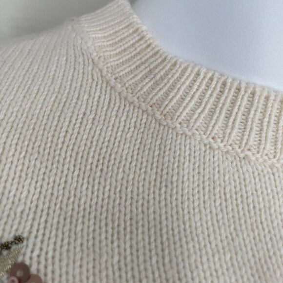 H&M Womens Wool Blend Owl Short Sleeve T-shirt Sweater Top SZ XS - Picture 7 of 10